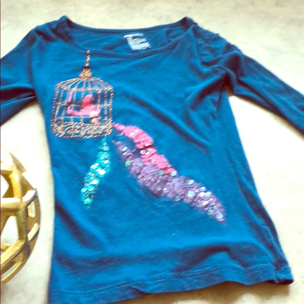 Navy blue peacock gap kids long sleeve top.